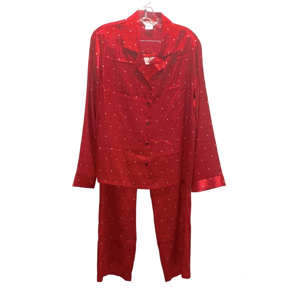 Red Satin Christmas Lounging Pajamas Gilligan & O’Malley Women’s 2Pc Set Sm NWOT